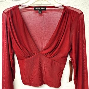 NWT Almost Famous Women's Sheer Crop Top Size Medium‎